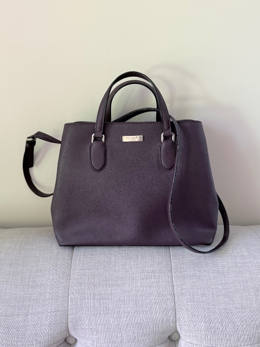 Kate Spade Satchel Eggplant Plum Saffiano Leather Bag